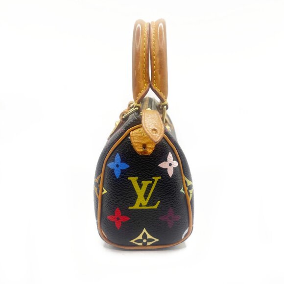 Authentic Louis Vuitton Multicolor Mini Speedy Monogram Nano Sac Bag HL Black - Picture 6 of 15